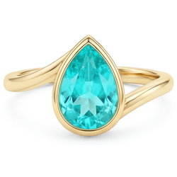 Bague Pierre de Couleur Or 14K Jaune – Tourmaline Paraiba Goutte
