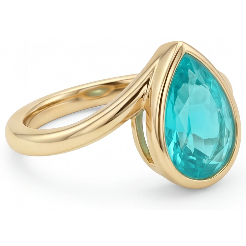 Goutte Tourmaline Paraiba bague en Or 14K Jaune – vue de profil