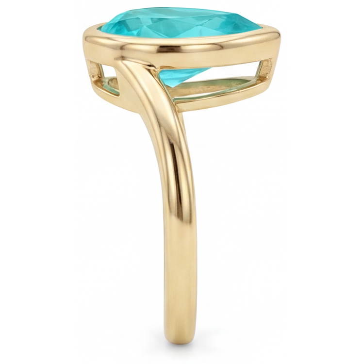 Tourmaline Paraiba Bague Pierre de Couleur 2,50 carats Or 14K Jaune – vue de dessus