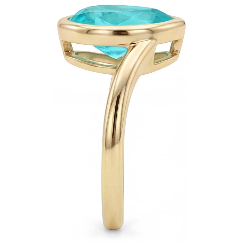 Tourmaline Paraiba Bague Pierre de Couleur 2,50 carats Or 14K Jaune – vue arrière