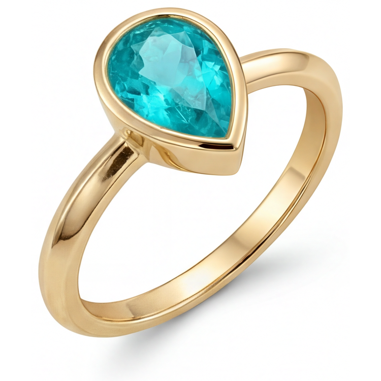 Élégant Tourmaline Paraiba Bague Pierre Précieuse 1,25 carats – vue de face