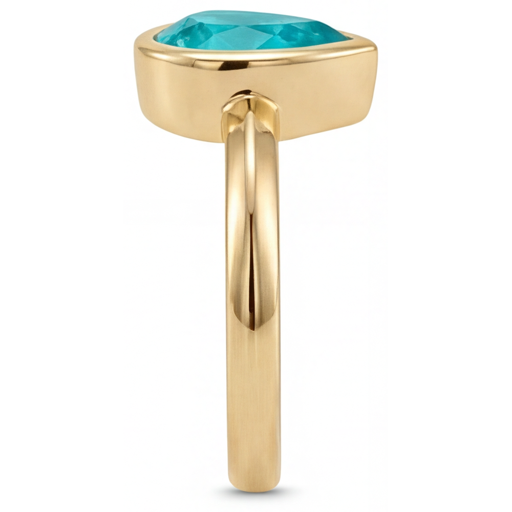 Tourmaline Paraiba Bague Pierre Précieuse 1,25-carats Or Jaune 14 Carats – vue de profil
