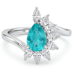 De luxe VVS Tourmaline Paraiba Bague Sertie Halo – 2,50 carats