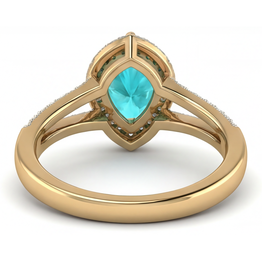 Taille Poire Tourmaline Paraiba bague en Or Deux Tons 14 Carats – vue arrière