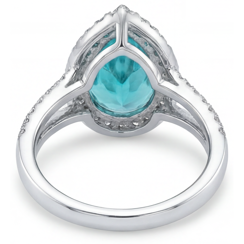 Tourmaline Paraiba Bague Sertie Halo 5,25-carats Or 14K Blanc – vue de profil