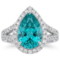 Tourmaline Paraiba Bague Sertie Halo – Pureté VVS 5,50 carats Or