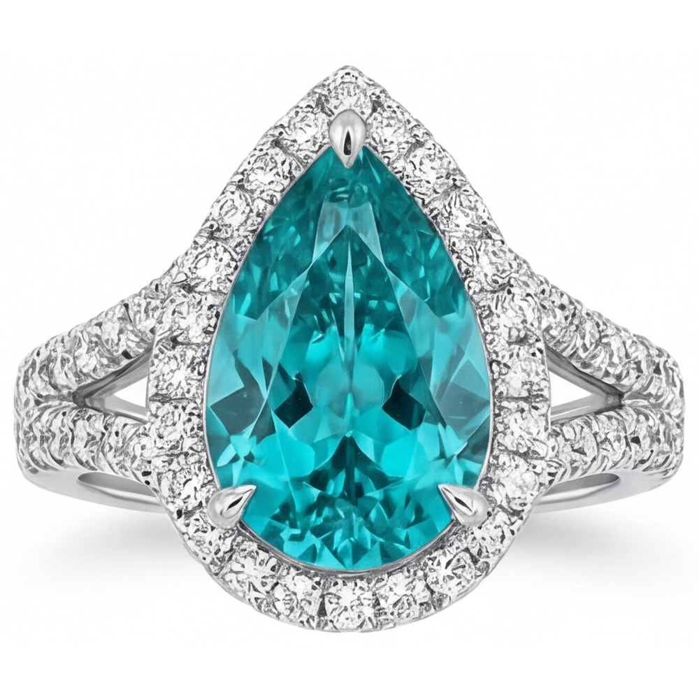 Fait à la main Bague Sertie Halo 5,50 carats – vue de face