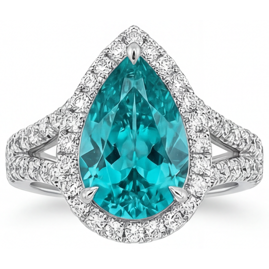 Fait à la main Bague Sertie Halo 5,50 carats – vue de face