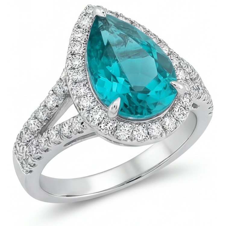 Fait à la main Bague Sertie Halo 5,50 carats – vue de côté