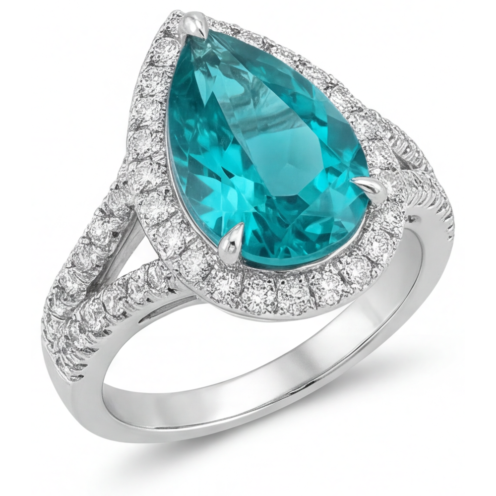 Fait à la main Bague Sertie Halo 5,50 carats – vue d'angle