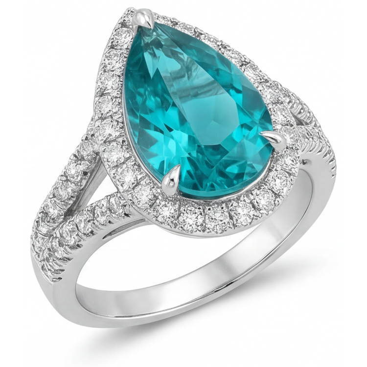 Fait à la main Bague Sertie Halo 5,50 carats – vue d'angle