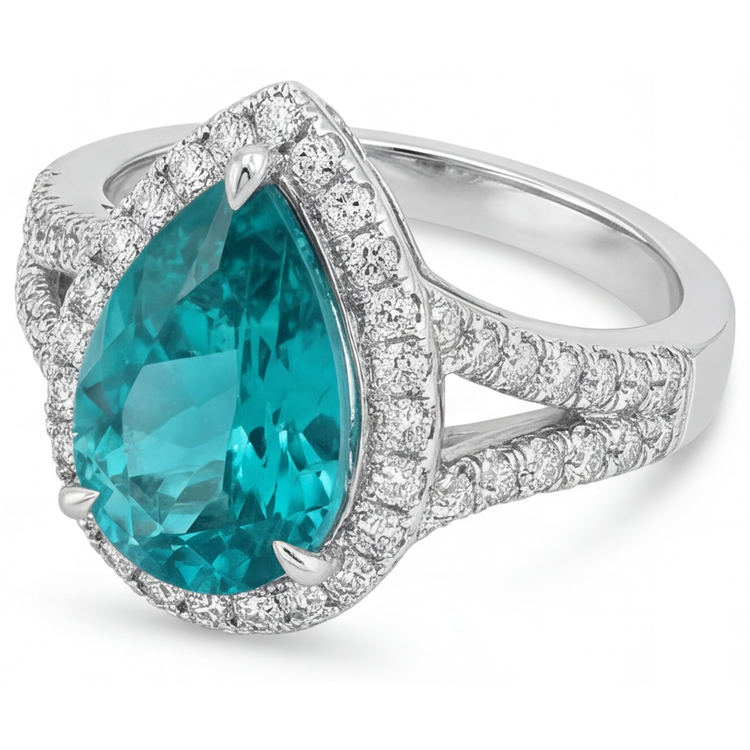 Tourmaline Paraiba Bague Sertie Halo – vue de profil