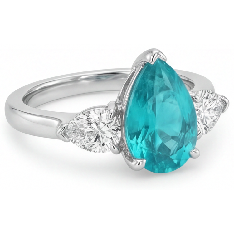 Sur mesure Bague Trois Pierres 2 carats – vue de côté