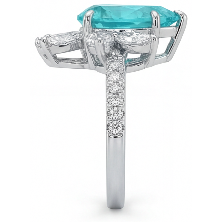 Taille Poire Tourmaline Paraiba bague en Or 14K Blanc – vue de profil