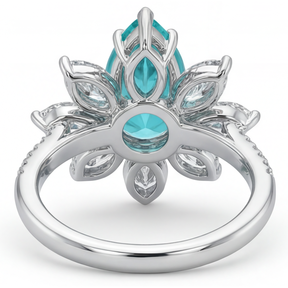 Tourmaline Paraiba Solitaire avec Pierres Latérales 1,75-carats Or 14K Blanc – vue arrière