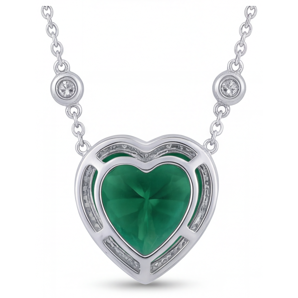 Tourmaline Taille Cœur Pendentif Pierre Précieuse en Or Blanc 14 Carats – vue de dessus