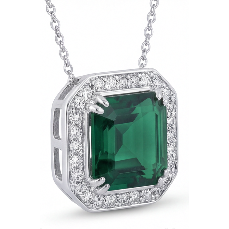 Taille Asscher Tourmaline bague en Or Blanc 14 Carats – vue de face