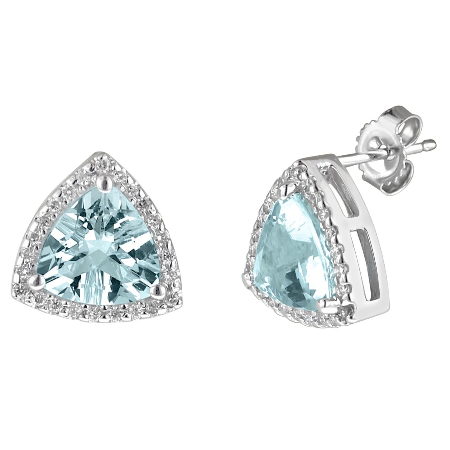 Rayonnant Aigue-Marine Gemstone Earring 5,98 carats – vue principale