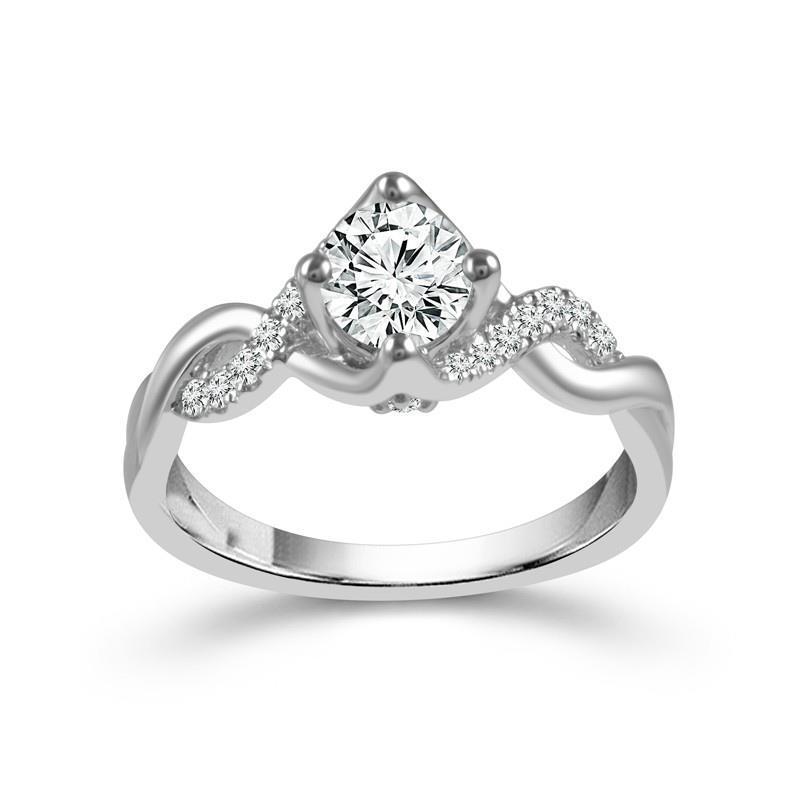 Diamant Solitaire avec Pierres Latérales 2,10-carats Or Blanc 14 Carats – vue principale