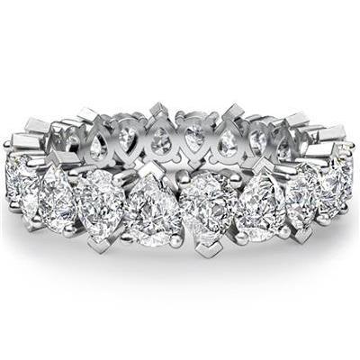 Diamant Fin Goutte Eternity Band en Or 14K Blanc – vue principale