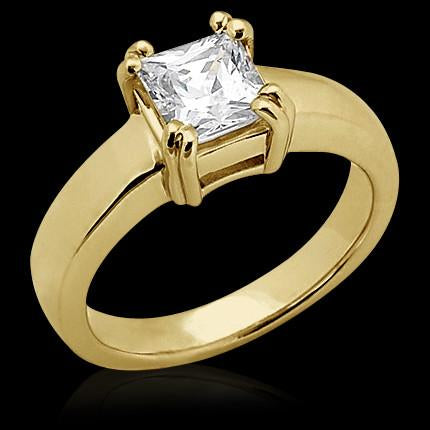 0.75 carats bague diamant bague de fiançailles solitaire or jaune 14K - HarryChadEnt.FR