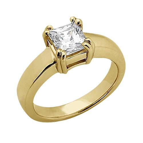 0.75 carats bague diamant bague de fiançailles solitaire or jaune 14K - HarryChadEnt.FR