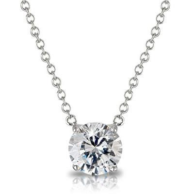 1 Carat Diamant Taille Ronde Femmes Collier Pendentif Or Blanc 14K - HarryChadEnt.FR