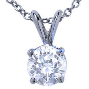 1 Carat Solitaire Diamant Rond Collier Pendentif Or Blanc 14K - HarryChadEnt.FR