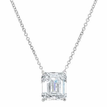 1 carat émeraude diamant femmes collier pendentif or blanc 14K - HarryChadEnt.FR
