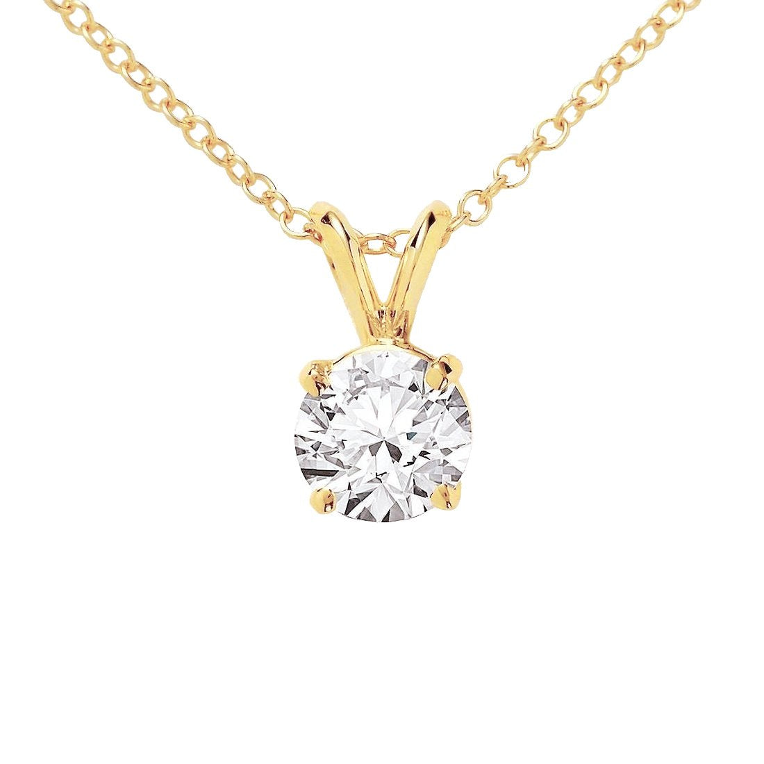 1 carat solitaire diamant collier pendentif or jaune 14K - HarryChadEnt.FR