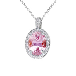 10.50 Carats Collier Pendentif Diamant Kunzite Taille Ovale Rose Or 14K
