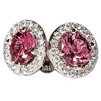 10.50 carats tourmaline avec diamants boucles d'oreilles or blanc 14k