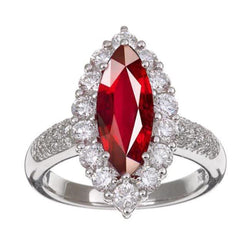 10.50 Ct Rubis Rouge Taille Marquise Avec Diamant Bague Or Blanc 14K