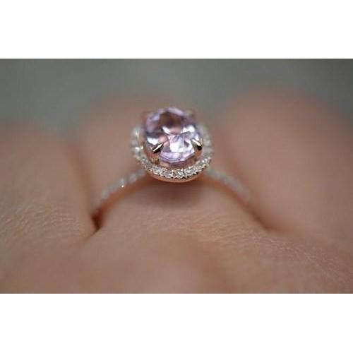 10.50 carats bague kunzite rose bijoux en or blanc massif