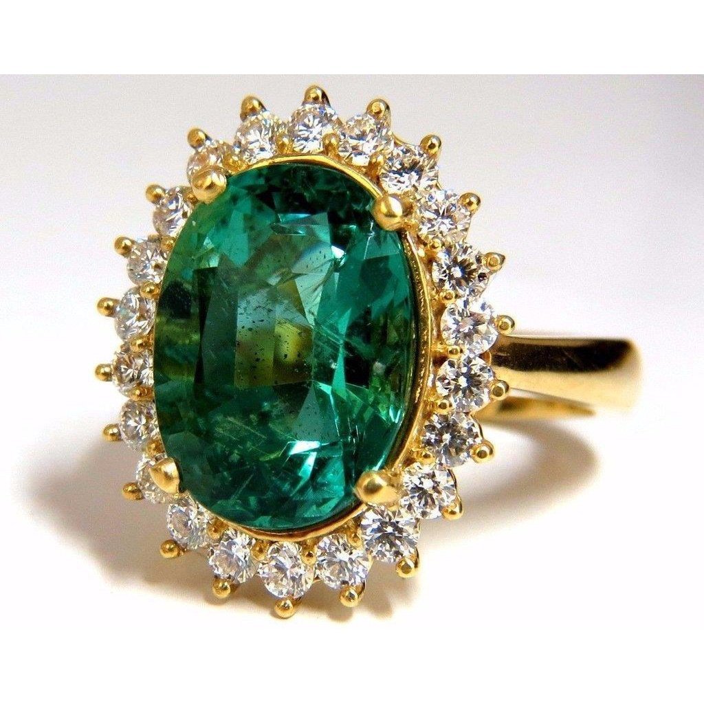 11 carats ovale vert émeraude avec bague de mariage en or jaune 14 carats - HarryChadEnt.FR