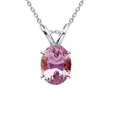 13 carats solitaire rose kunzite gemme pendentif or blanc 14k