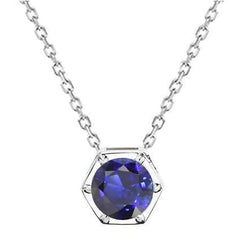 14K Gold Solitaire Round Gemstone Pendant Basket Set 1 quilates Jewelry
