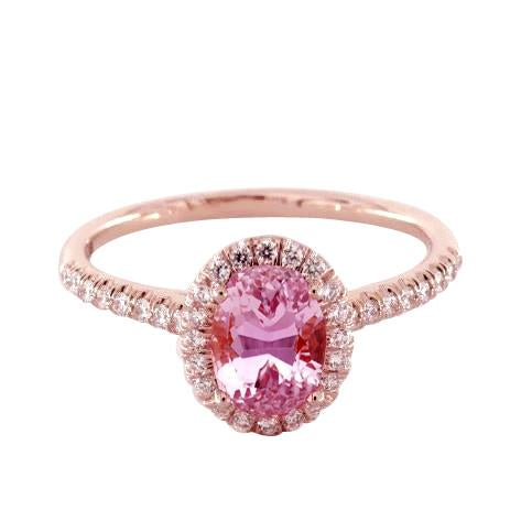 15.80 carats serti de griffes bague en Kunzite rose et diamants en or rose 14K - HarryChadEnt.FR