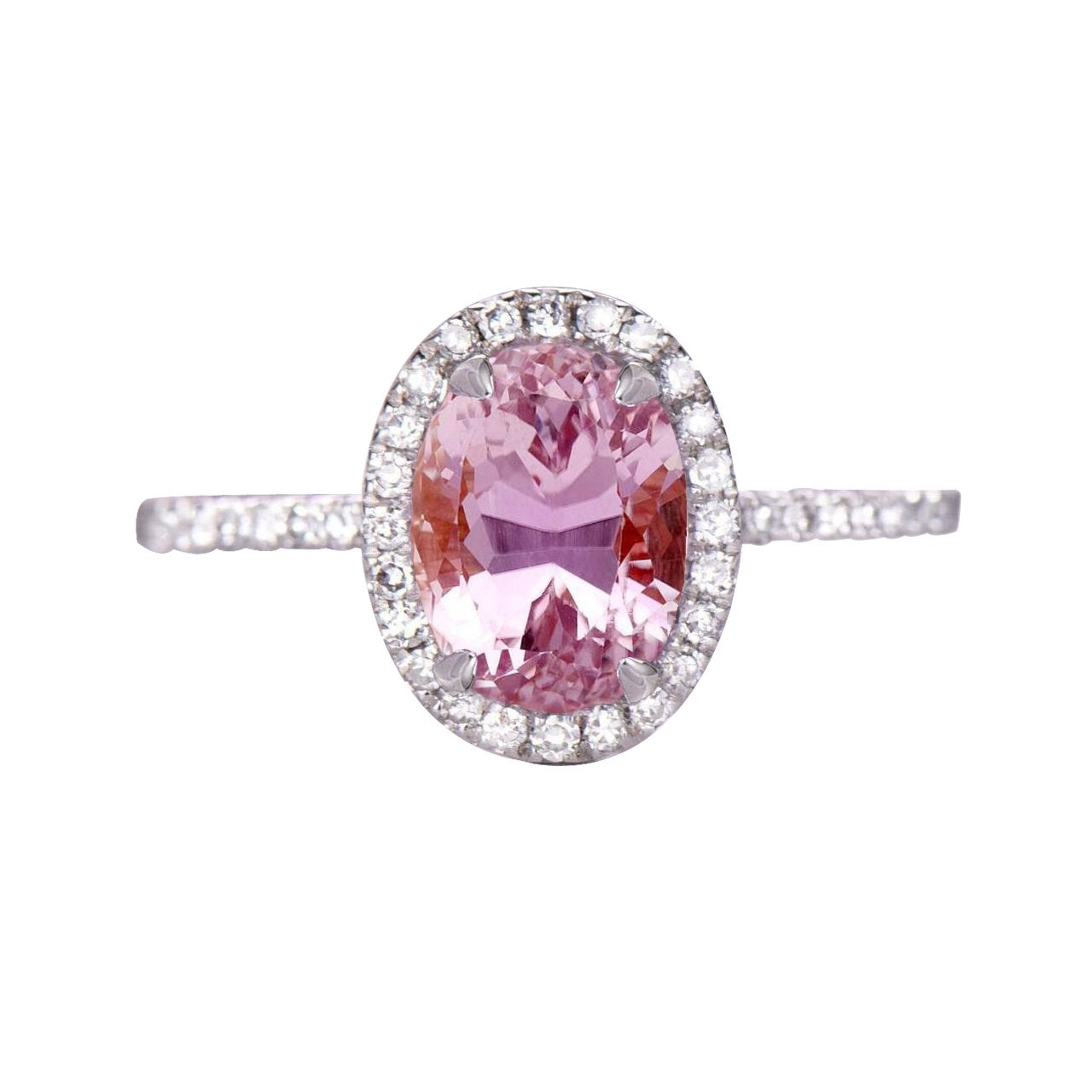 16.40 ct sertie de griffes kunzite avec diamants bague de mariage or blanc 14k