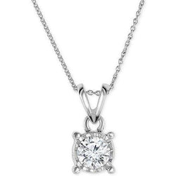 1.25 Carats Solitaire Diamant Rond Collier Pendentif Or Blanc 14K