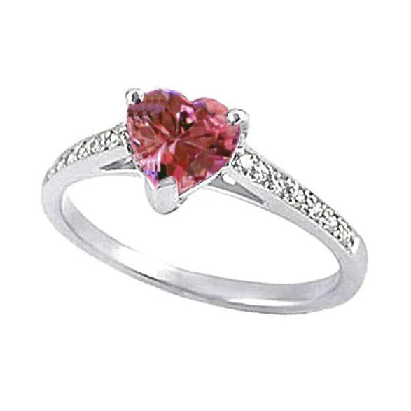 1.25 carats en forme de coeur rose saphir diamant bague en or - HarryChadEnt.FR