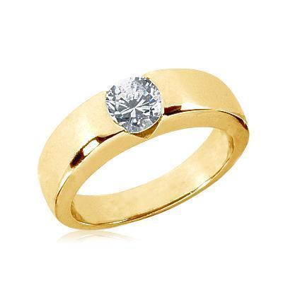 1.25 ct. Bague de fiançailles solitaire avec diamants ronds et brillants en or pour hommes - HarryChadEnt.FR