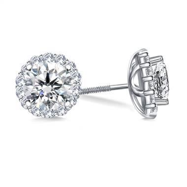1.30 carats rond halo diamant boucle d'oreille or blanc bijoux nouveau
