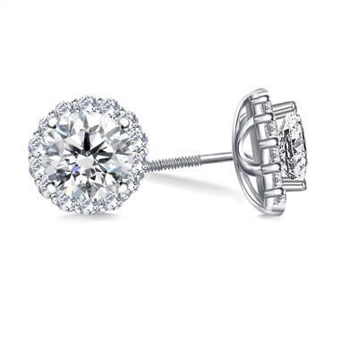6mm Rond Halo Simulé Blanc Opale & Zircone 925 Boucles D 6mm Rond Halo Simulé Blanc Opale & Zircone 925 Boucles D