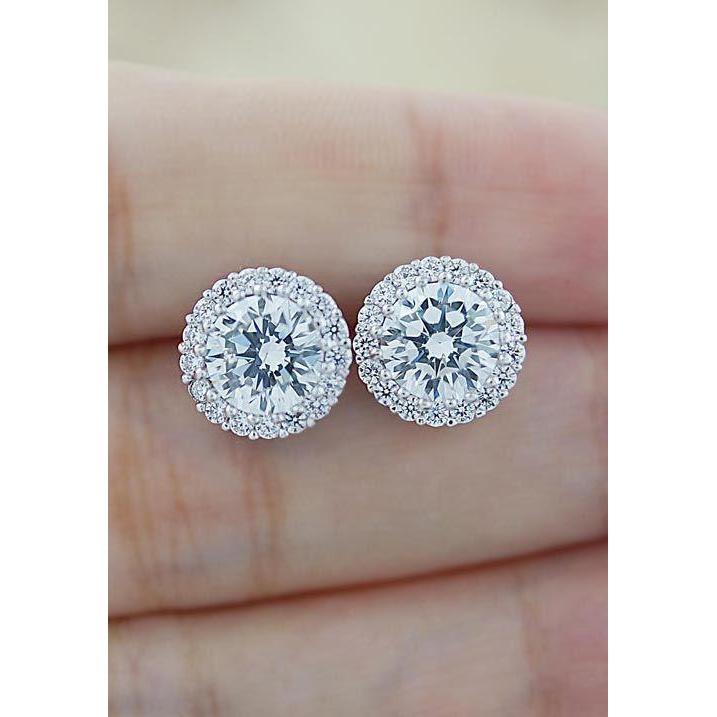 1.34 ct rond halo diamant boucle d'oreille dame bijoux - HarryChadEnt.FR