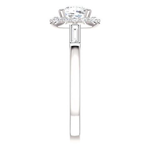 1.40 carats Halo Diamond Bague de fiançailles 3 pierres or blanc 14K - HarryChadEnt.FR