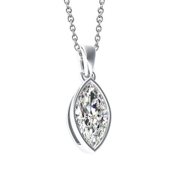 1.5 Carats Solitaire Diamant Taille Marquise Pendentif Or Blanc 14K