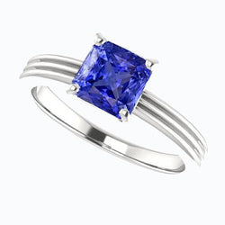 1.50 Carats Radiant Solitaire Bague de Fiançailles Ceylan Saphir Or 14K