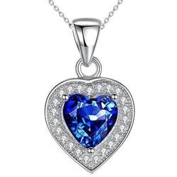 1.50 Ct Sri Lanka Saphir Bleu & Pendentif Diamant Or Blanc 14K