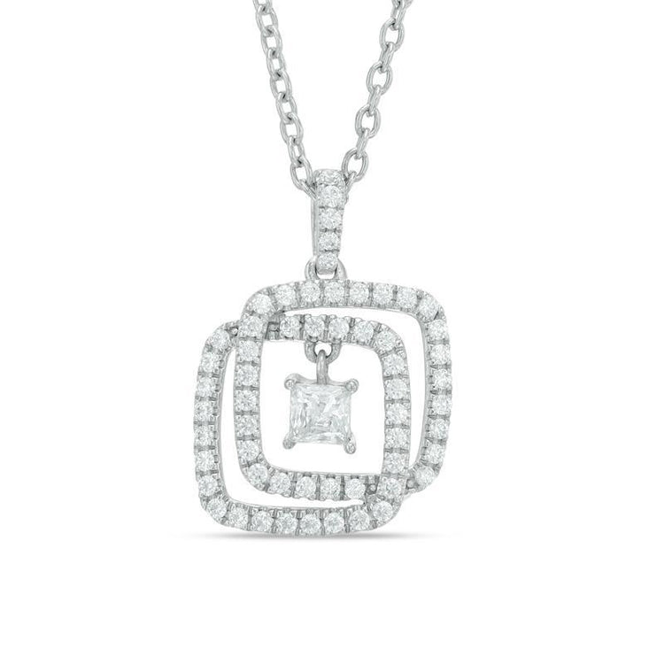 1.59 carats pendentif rond brillant diamant interlocking or blanc 14k